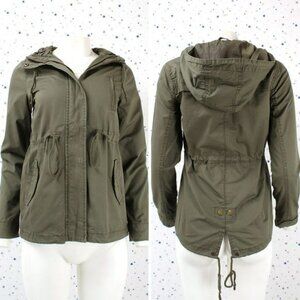 Hooded Utility Safari Military Anorak Jacket Olive